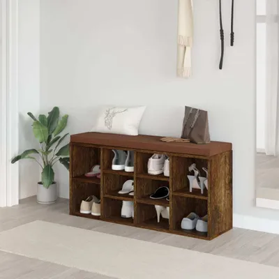 Produktbild von The Living Store Schuhbank Räuchereiche 103x30x48 cm Holzwerkstoff