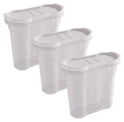Produktbild von Novaliv Salzstreuer 3er SET Salz Vorratsdose zum Streuen 300 ml Maße (LxBxH): 11 x 5 x 11 cm Dosen für Gewürze mit Deckel Salz und Pfefferstreuer Paprika Gewürz Streuer Klein Streuer Gewürze Fein