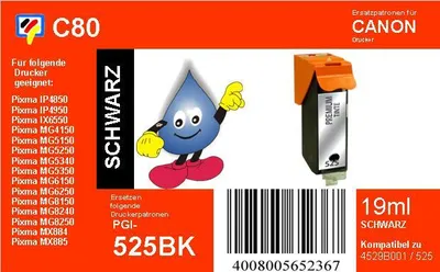 Produktbild von PGI525BK - schwarz - Dr. Inkjet Ersatzdruckerpatrone mit 19ml Inhalt