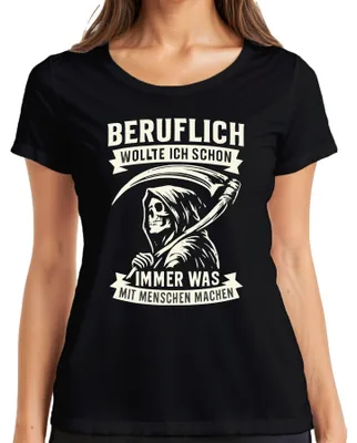 Immagine prodotto di Ho sempre voluto fare qualcosa con le persone Umorismo da mietitore umoristico T-Shirt da donna, Nero, L