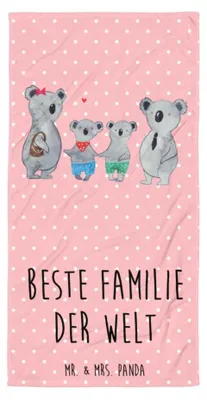 Produktbild von Mr. & Mrs. Panda Frotteehandtuch Koala Familie zwei - Rot Pastell - Geschenk, Duschtuch, flauschiges Handtuch, Reisehandtuch, Zusammen, Großes Badehandtuch, Koalabär