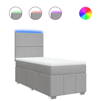 Produktbild von Boxspringbett mit Matratze Hellgrau 90x200 cm Stoff