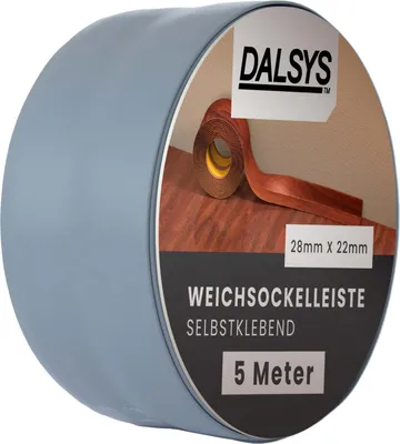 Produktbild von Dalsys Weichsockelleiste selbstklebend Dunkelgrau 5m Klebeleiste, Abschlussleiste für Fugen in Wohnbereich, Küche, Bad, aus PVC Kunststoff