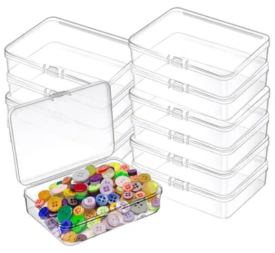12 transparente Kunststoffboxen mit Deckel, 9x6x3,5 cm