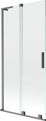 Zdjęcie produktu dla Mexen Velar L parawan nawannowy 2-skrzydłowy rozsuwany 95 x 150 cm, transparent, gun gray szczotkowany - 896-095-003-01-66