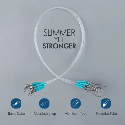 Imagen del producto de Vorfach de 20 unidades, líder de fluorocarbono para pesca de depredadores, con girador y mosquetón, de 30 cm, para la pesca
