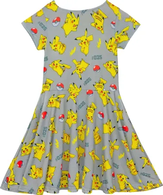 Produktbild von Pokemon - Šaty s rozšířenou sukní pro dívky s krátkým rukávem NS7489 (128) (Grey)