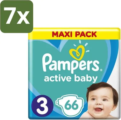 Produktbild von Pampers – Windeln – Active Baby Dry Größe 3 – 66 Windeln - Vorteilspack - 7 Stücke