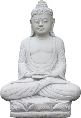 Produktbild von Schöner Sitzender Buddha aus Steinguss perfekt für den Garten die Terrasse oder den Vorgarten ist Frostfest Witterungsbeständig und Neu 60cm H, PO-K2