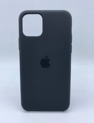 A black iPhone case with an Apple logo is shown against a white background.