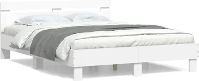 Produktbild von vidaXL Bettgestell mit Kopfteil Weiß 150x200 cm Holzwerkstoff