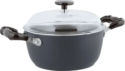 Produktbild von Sambonet 1965 Vintage Quarzo NERO 51007-70 Kochtopf inkl. Deckel, Aluminium, 20 cm Durchmesser, Induktionsherd-geeignet, Antihaftbeschichtung