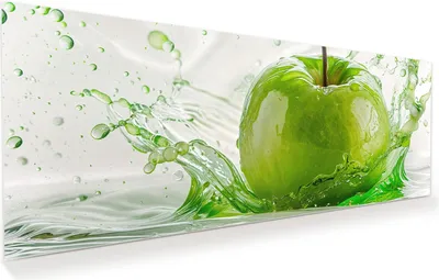 Produktbild von Glasbild 150x60cm in XXL für Wohnzimmer, Schlafzimmer Motiv Splash Apfel