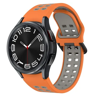 Produktbild von Silikon Armband 20mm Uhrenarmband, Farbe:Orange Grau
