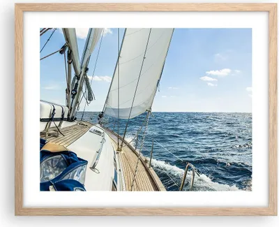 Produktbild von Gerahmtes Poster - Rahmen in heller Eiche - Meer Kreuzfahrt Segel - 50x40 cm - Wand Bild - Wanddeko - Wandbilder - Wandposter - Bilderrahmen - Bilder - Kunstdruck - Wandbild - P2NAA50x40-3647