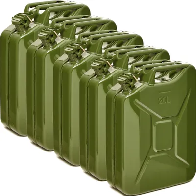 Produktbild von Oxid7® by BW Kraftstoffkanister Metall Benzinkanister 5x 20 Liter - Olivegrün RAL 6003 - UN-Zulassung - Hergestellt in Europa