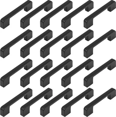 Produktbild von 20 Stück Schwarz Küchengriffe Edelstahl, Schlafzimmer Schubladengriffe 96mm Lochabstand Quadratische T-Stange Schranktürgriff