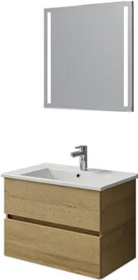 Produktbild von Pelipal Badmöbel-Set Cavallino BxHxT 75 x 200 x 45 cm Frontfarbe eiche riviera mit Keramik-Waschtisch weiß, Waschtischun