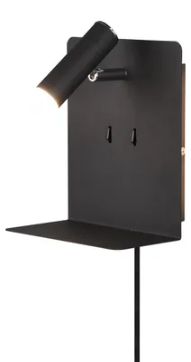 Productafbeelding van Wand lamp Element met schapje mat zwart
