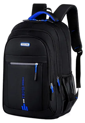Produktbild von Schulrucksack für Jungen, Schultasche mit Laptopfach Reflektierende Teenager Großer Wasserdichte Rucksack Streifen Organisationstalent für Schule Wandern Reisen Business, Schwarz 32*48*18CM (A)