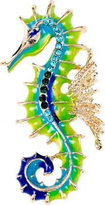 Produktbild von Emaille-Strass-Seepferdchen-Brosche, öltropfend, elegantes Kleidungszubehör, Herren- und Damen-Taschen-, Hut- und Anzug-Reversnadel, Modeschmuck, Geschenk