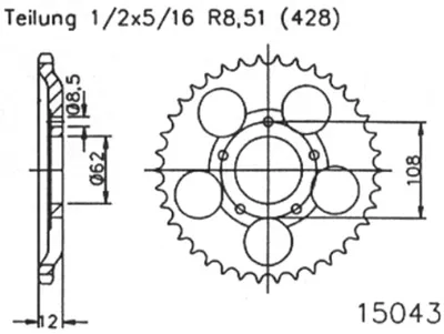 Produktbild von Esjot Kettenrad 428 58z Stahl silber