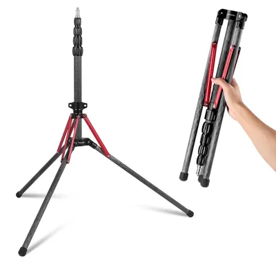 Obrázok produktu pre Stojany na lampy Carbonen, 180° otočné nohy, adaptér závitu 1/4" na 3/8", výška 220 cm