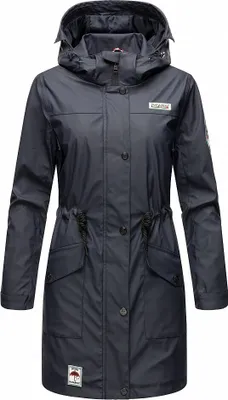 Produktbild von Navahoo Damen Regenmantel Übergangs Regen Jacke Mantel Outdoor Windbreaker Deike Navy Gr. 36 - S