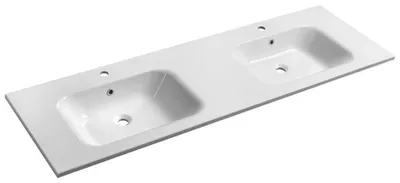 Image de ARECA lavabo double en fonte de marbre 161x51,5cm, blanc