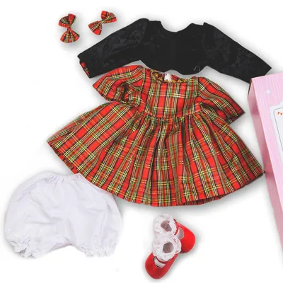 Imagen del producto de Conjunto de ropa para muñecas reborn, que incluye un vestido  y zapatos