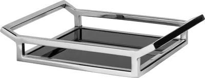 Productafbeelding van Fink PIANO, dienblad, roestvrij staal, glas, zwart, zilver, lengte 36 cm, breedte 30 cm, hoogte 5 cm. Artikelnummer: 155054