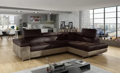 Produktbild von NABBI Ecksofa mit Zersetzung u Lagerraum Almero P - dunkelbraun / braun