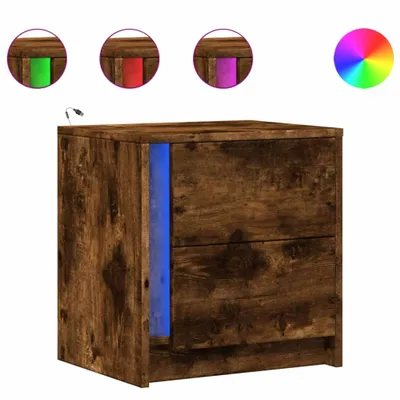 Produktbild von Nachttische mit LED-Leuchten 2 Stk. Räuchereiche Holzwerkstoff