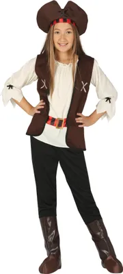 Produktbild von Piraten Abenteuer Seeräuber Kostüm Karneval Fasching Freibeuter Kapitän Outfit Kostümierung Piratin Meere Matrosen Faschingsfest Maritimes Thema, Größe: 128/134 Farbe: Braun