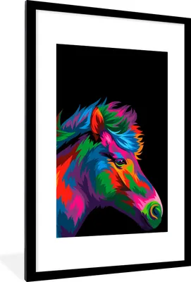 Produktbild von MuchoWow® MuchoWow® Gerahmtes Poster Pferd - Orange - Rot - Mädchen - Kinder - Mädchen 60x90 cm - Poster mit zchwarzem Bilderrahmen - Dekoration - Wandposter Wohnzimmer - Hochwertig