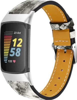 Produktbild von Strap-it Modernes Lederband mit Schnallenverschluss - passend für Fitbit Charge 5 / Fitbit Charge 6 (Schlangendruck)
