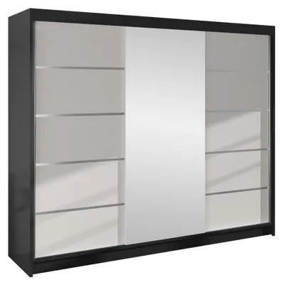 Produktbild von MIRJAN24 Schiebetürenschrank  Derby VI, Kleiderschrank, Stilvoll Schlafzimmer Garderobenschrank (Farbe: Schwarz / Weiß)