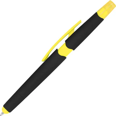 Produktbild von 5 Touchpen Kugelschreiber mit Textmarker und Touchfunktion / Farbe: gelb