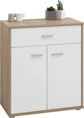 Produktbild von Kommode Sideboard Schrank TOMMY in Sonoma Eiche / weiß, Anrichte mit 1 Schublade und 2 Türen