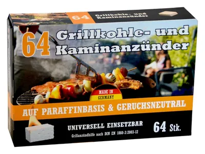 Produktbild von Kohleanzünder 64 Stück Grillkohleanzünder Kaminanzünder Ofenanzünder Zündhilfe