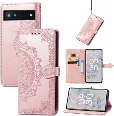 Produktbild von König Design Hülle kompatibel mit Google Pixel 6A Kunstleder Handyhülle - Handy Case Roségold