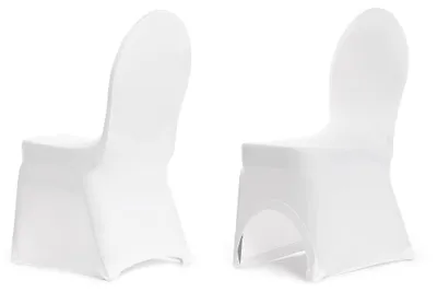 Produktbild von TexDeko Stretch Stuhlhussen Premium 20% Elasthan Gastronomie - Modell Madrid - Weiß
