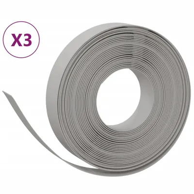 Produktbild von Rasenkanten 3 Stk. Grau 10 m 10 cm Polyethylen