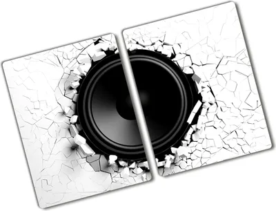 Produktbild von Tulup Glas Herdabdeckplatte - 2x40x52 cm - Glaskeramikkochfeld-Abdeckung Spritzschutz Glasabdeckplatte Kochplattenabdeckung und Schneidebrett - Zweiteilig - Kunst: modern & klassisch - Lautsprecher - Schwarz