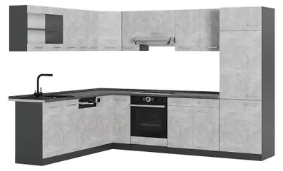 Zdjęcie produktu dla Kogoszczona kuchnia Vicco R-Line Beton/Antracyt 287 x 227 cm, BP Antracyt, Model 53888