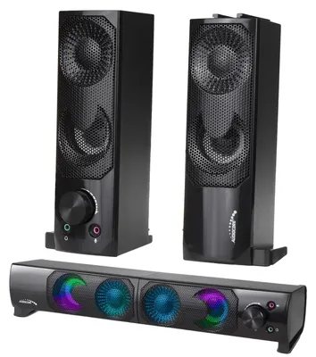 Obrázok produktu pre Počítačové reproduktory, napájané cez USB, podsvietenie RGB LED, čierne, reproduktory