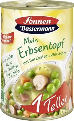 Produktbild von Sonnen Bassermann Erbsentopf mit herzhaften Würstchen (400g Dose)