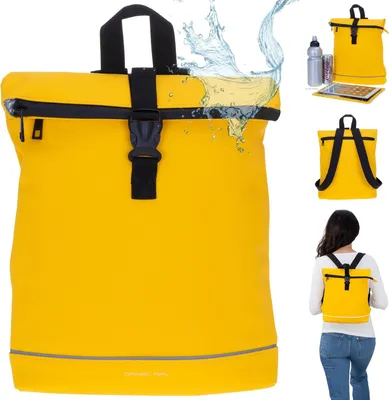 Produktbild von Rucksack Damen wasserabweisend Cityrucksack Daniel Ray klein Jeff Daypack, A4 Damenrucksack Handtasche Tasche 251092 05 Sonnen Gelb + Etui