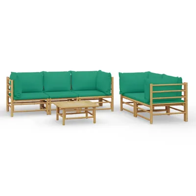 Obrázek produktu pro vidaXL 6dílná zahradní lounge souprava se zelenými polštáři Bamboo