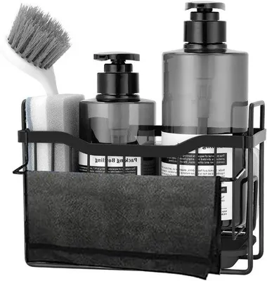 Immagine prodotto di Organizer per lavello con rubinetto decorativo e portaspazzola rimovibile, per una cucina sempre pulita.